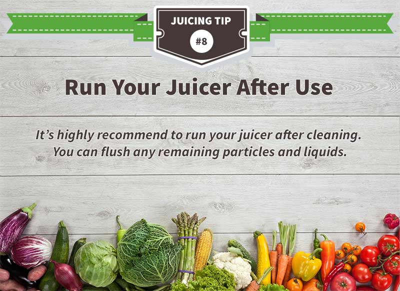 I always run my juicer after use to flush out any particles.