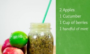 Juice recipe with apples, cucumber and berries