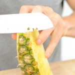 Here cutting a pineapple with ceramic knife